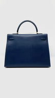 Preowned. Hermes Kelly 35 Blue Sapphire. Circle Z84|5250