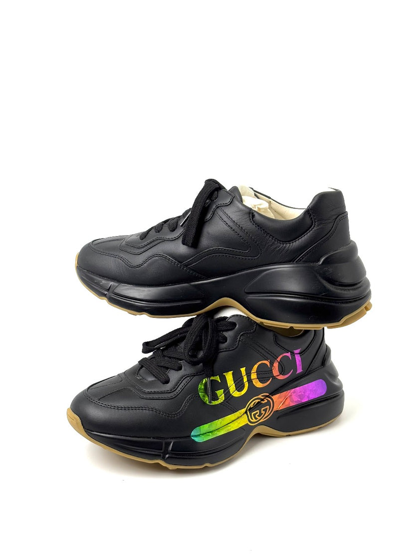 Preowned. Gucci Rhyton Sneakers Black. 36.5|7284