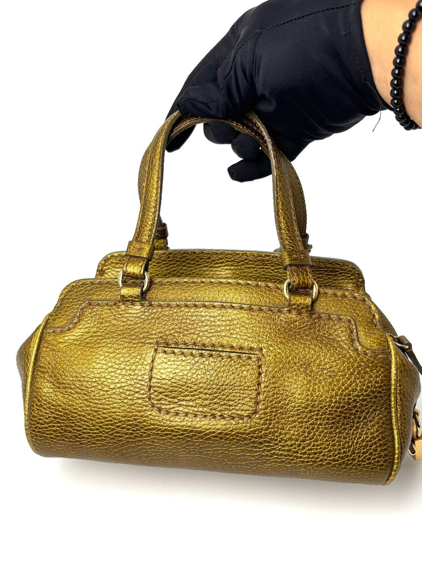 Preowned. Tods Mini Bowler Gold|9472