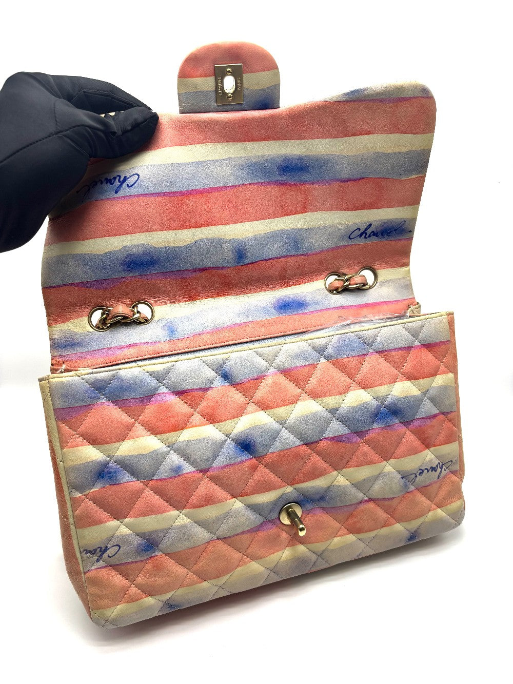 Preowend. Chanel Jumbo Single Flap Watercolor Lambskin GHW. 13764777|17067