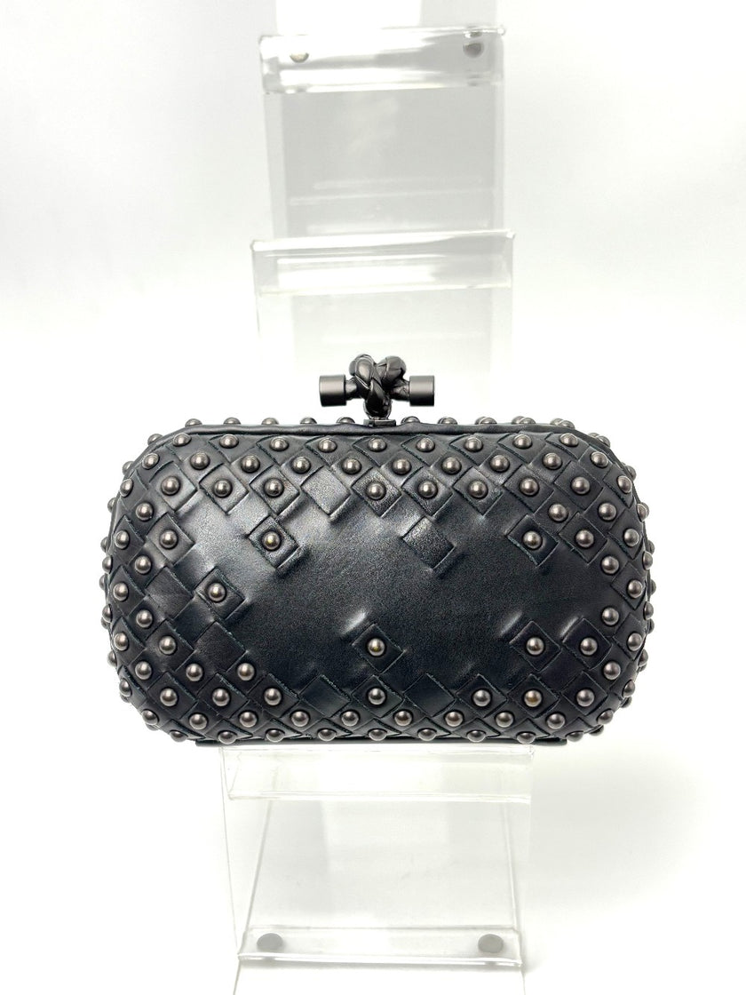 Preowned. Bottega Intrecciato Clutch Black Ruthenium|6618