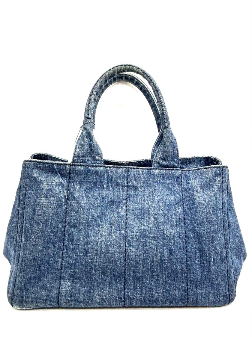 Preowned. Prada Canapa Denim Tote Bag Blue. 197|17529