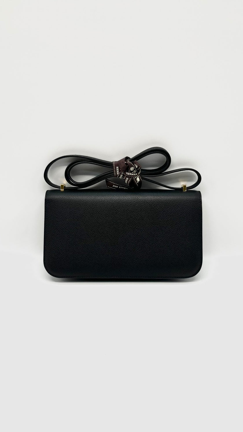 Preowned. Hermes Constance Elan Epsom Black GHW. KSA893WH|14987