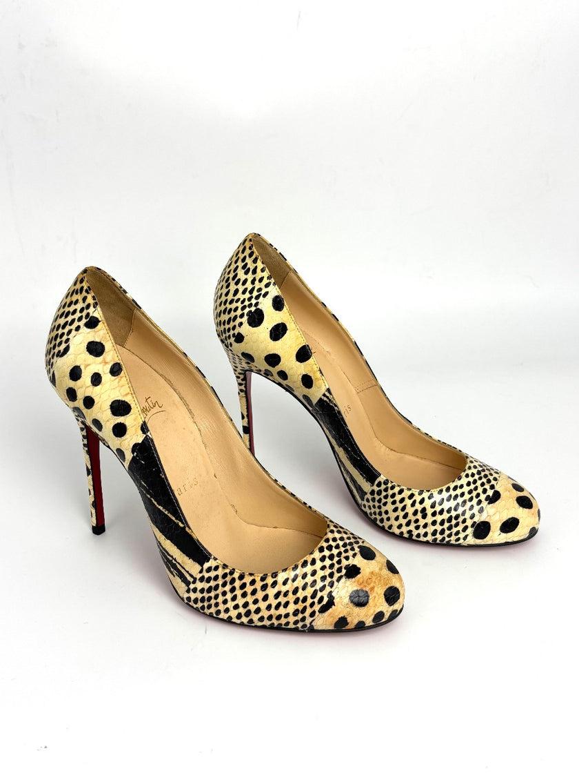Preowned. Louboutin Heel Snake/Phyton. 37|11035