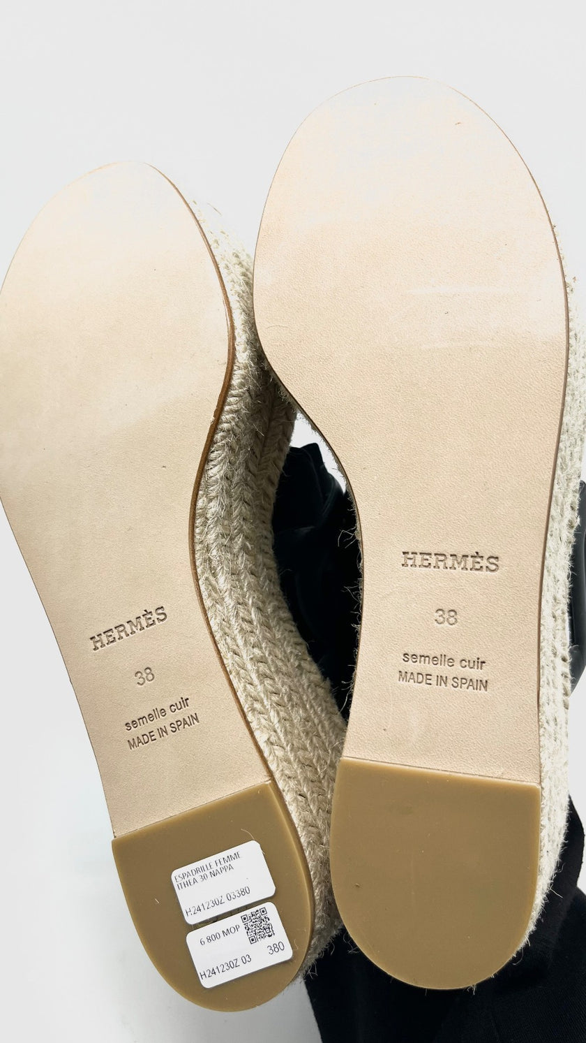 Brand New. Hermes Ithea 30 Espadrilles Black. 38|10420