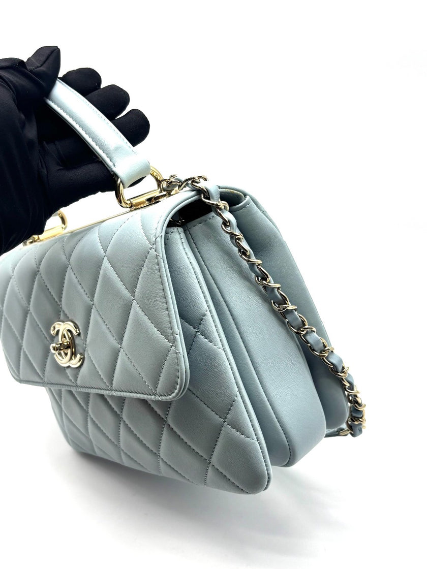 Unused. Chanel Trendy CC Top Handle Light Blue GHW. E5GKH6T8|17121