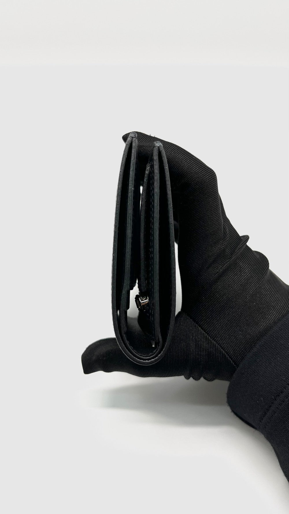 Preowned. Hermes Bearn Compact Wallet Black PHW. DNN002NY|9928
