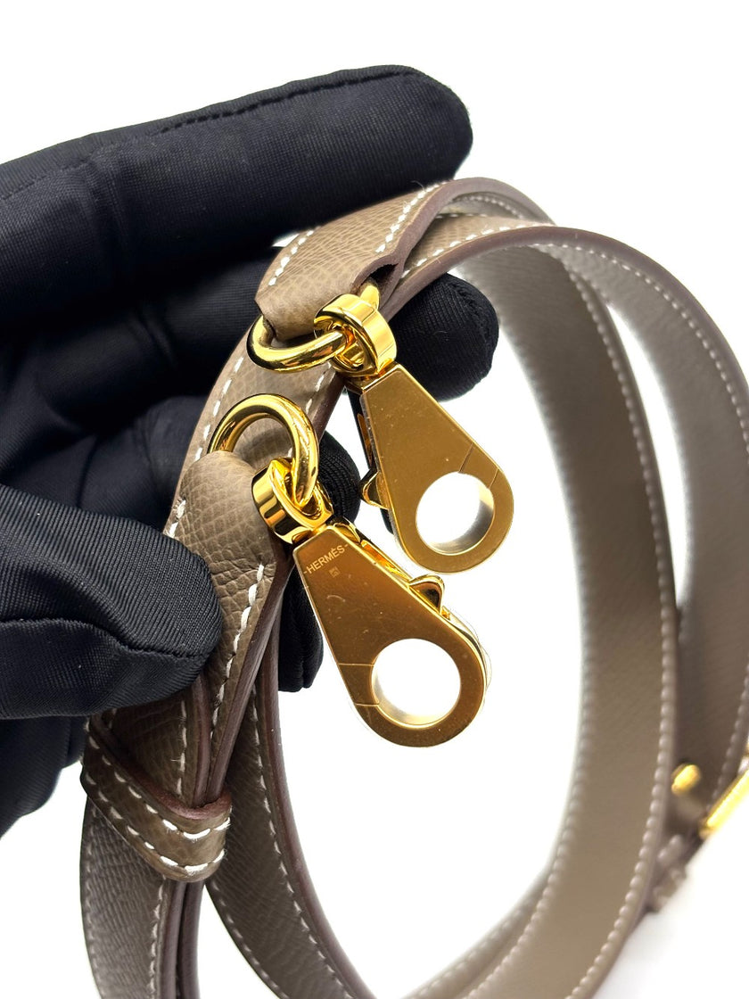 Brand New. Hermes Bandouliere A-Strap Etoupe GHW. KFM001PM|8911