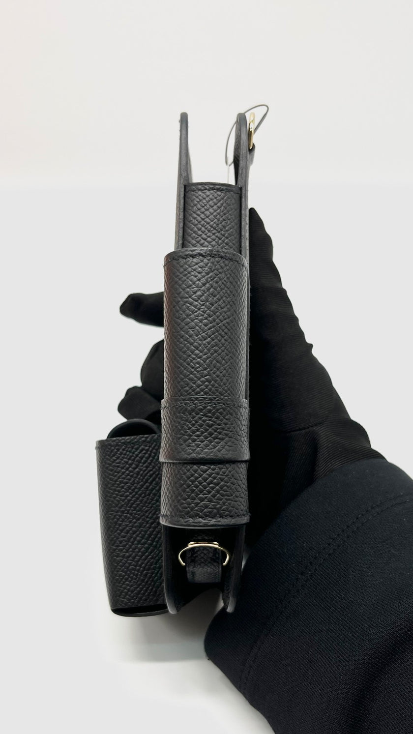 Brand New. Hermesway Phone Holder Black Epsom GHW. WM010MM|9333