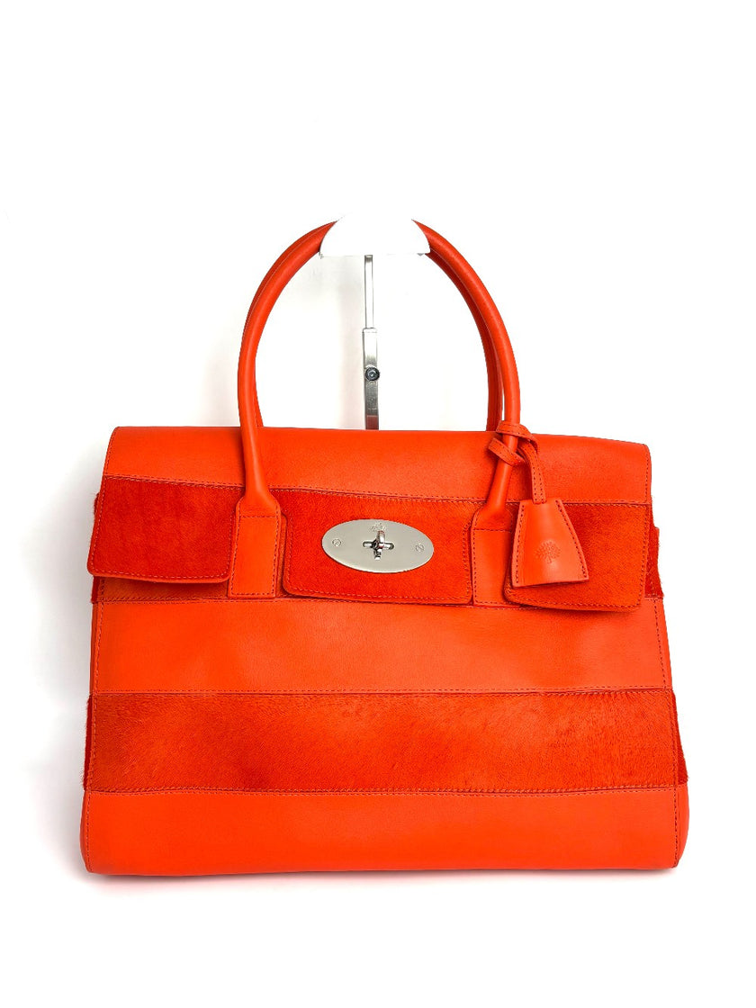 Preowned. Mulberry Bayswater Tote Orange Canvass|11946