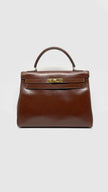 Preowned. Hermes Kelly 32 Vintage Box Brown GHW. Circle H MA|13917