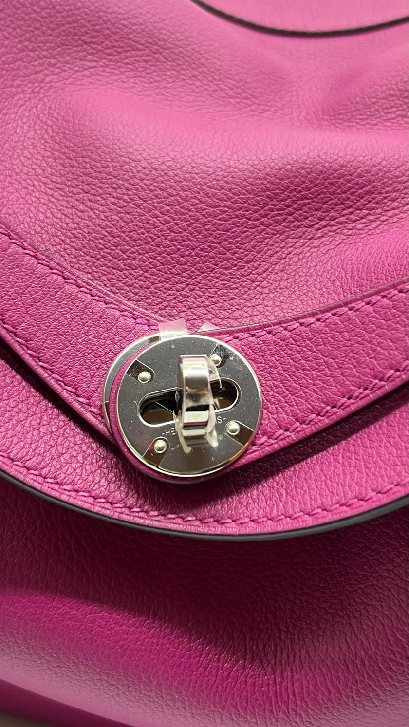 Like New. Hermes Lindy 26 Rose Poupre Evercolor PHW. ANN009BC|5237