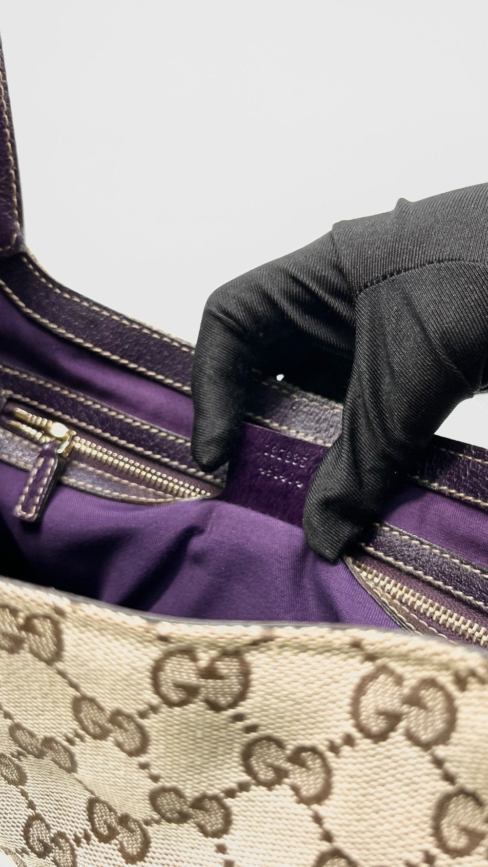 [SALE] Preowned. Gucci Jackie Hobo Canvass Dark Purple. 137335491404|10880