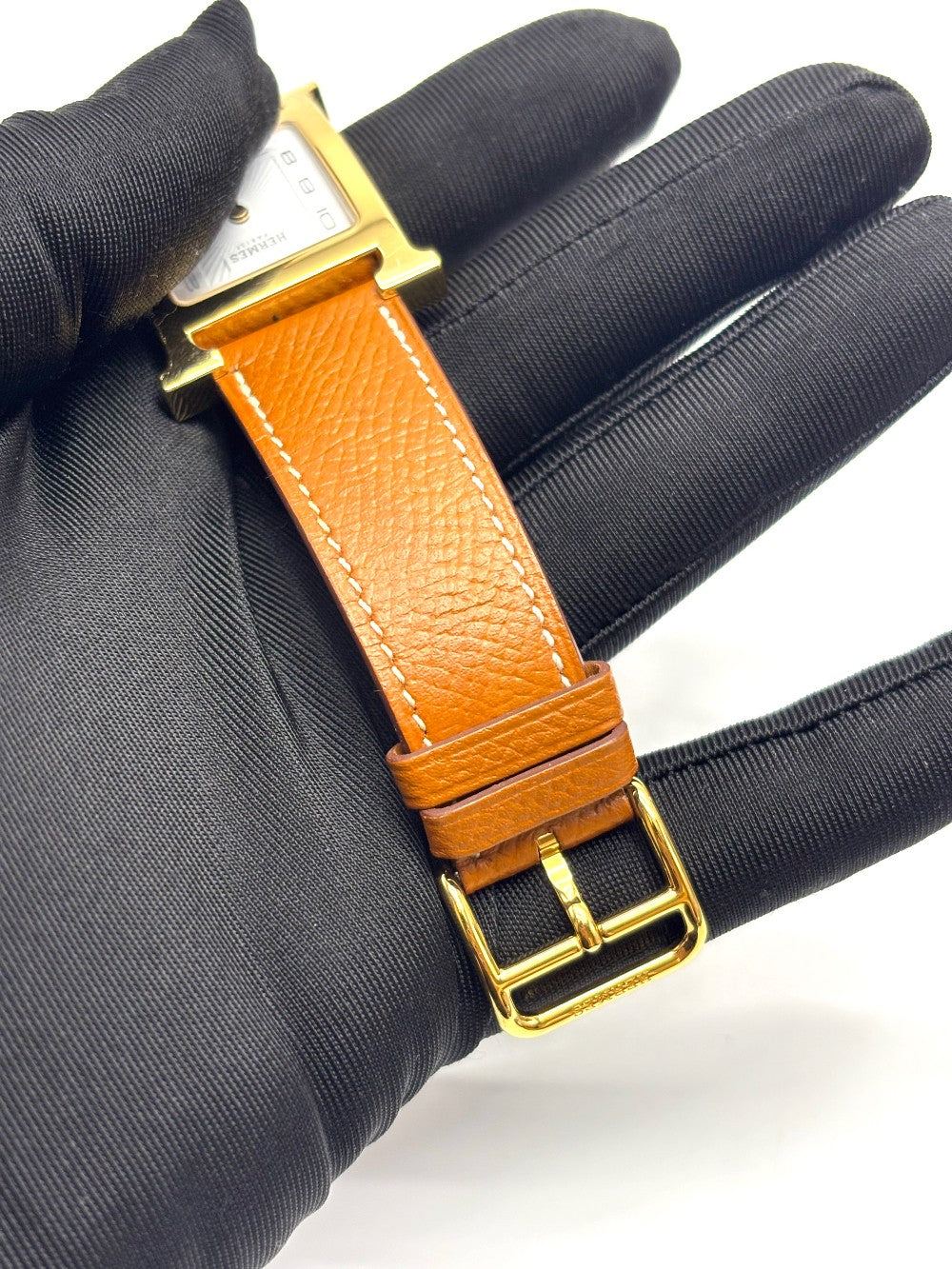 Preowned. Hermes Heure H White Dial YG. CF3MM32348|16867