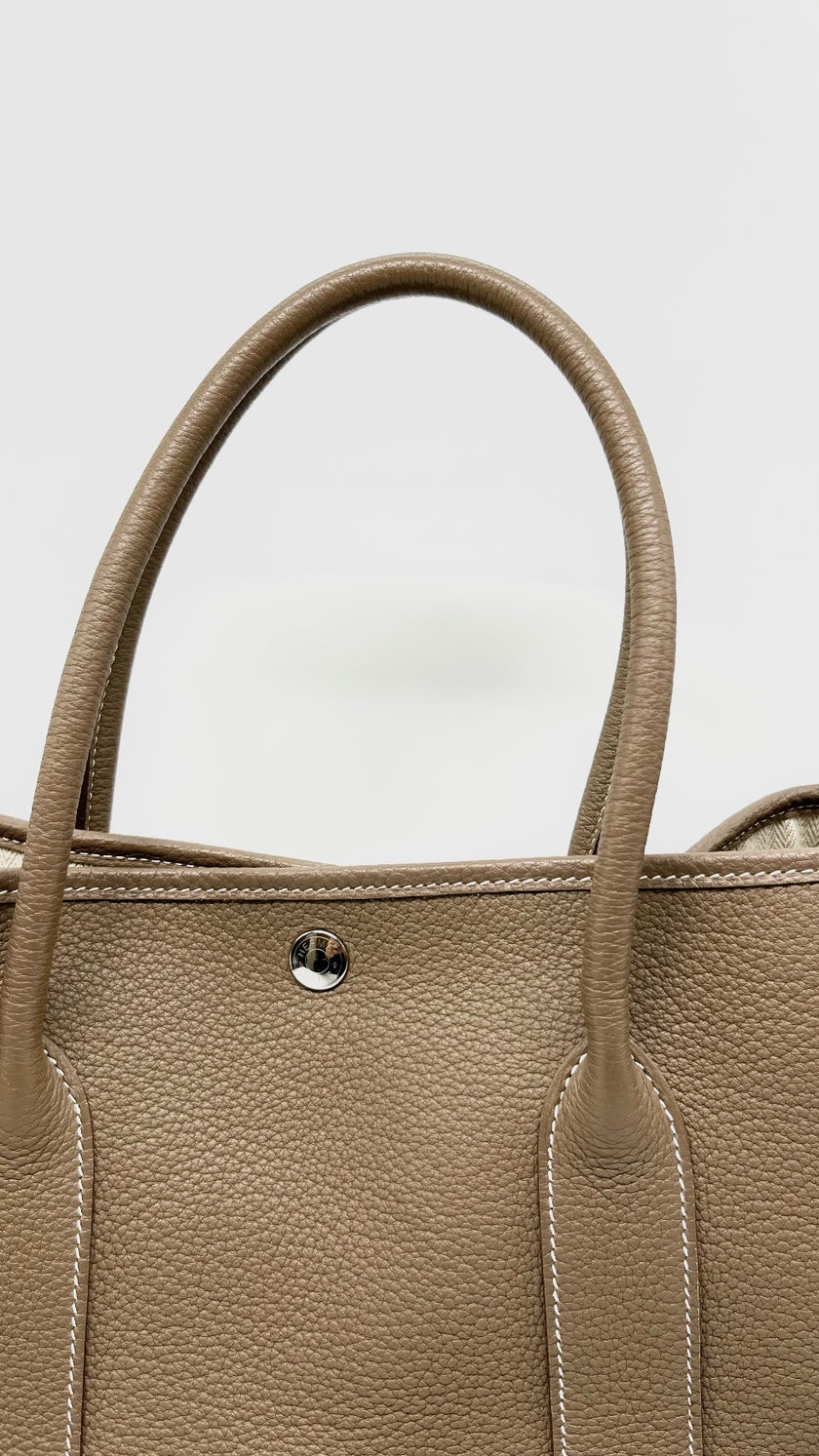 Preowned. Hermes GPT 36 Etoupe Negonda PHW. XMM009AA|13423