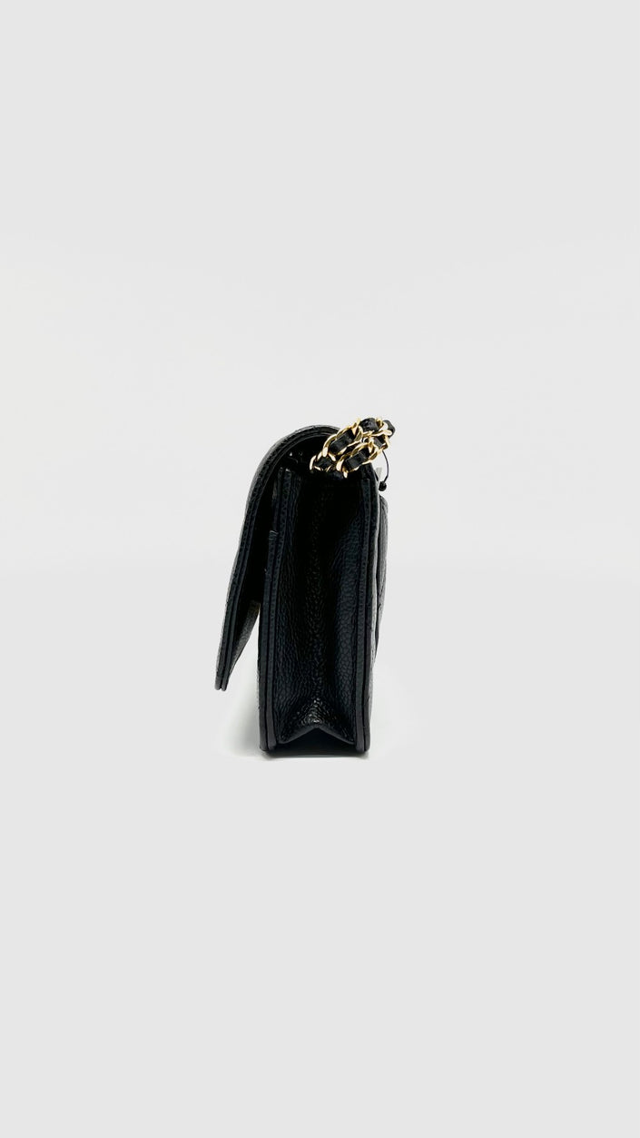 Unused. Chanel WOC Black Caviar GHW. NL82445J5|9889