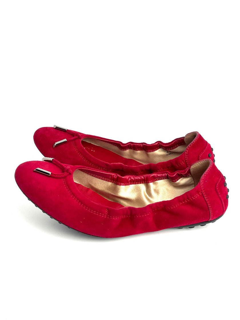 Preowned. Tods Dolls Shoes Red. 38.5|12826