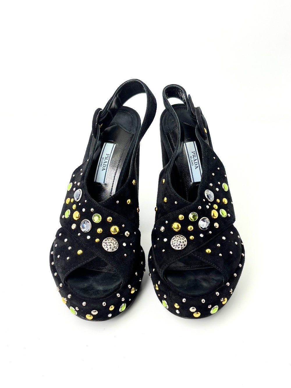 Preowned. Prada Block Heel Sandals Suede. 37|7435