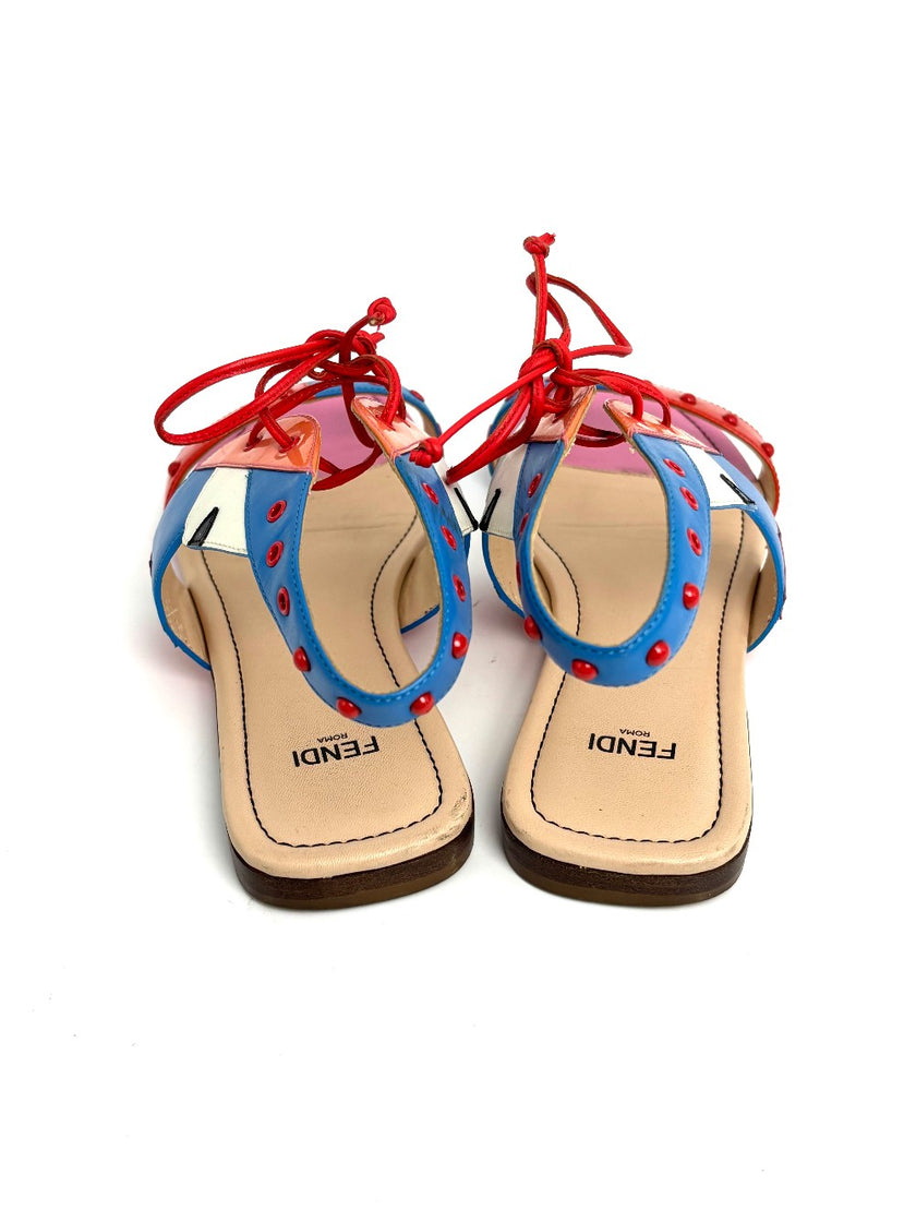 Preowned. Fendi Sandals Blue/Orange. 37.5|11123