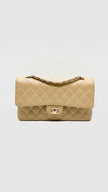 Like New. Chanel Medium Double Flap Caviar Beige GHW. U04NGEJ0|13127