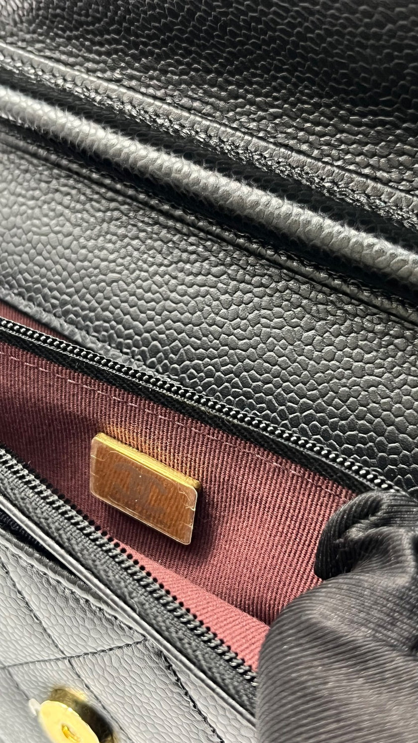 Unused. Chanel WOC Black Caviar GHW. NL82445J5|9894