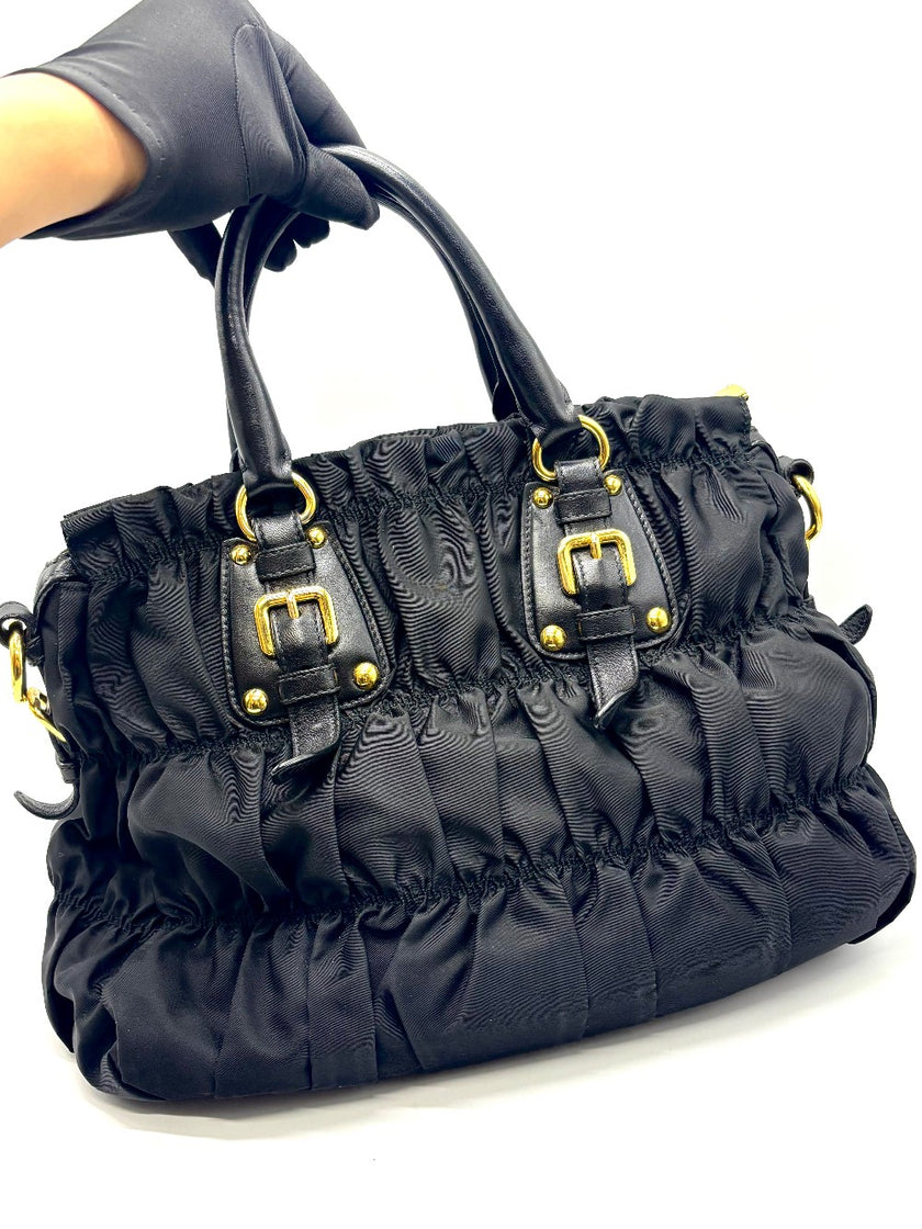 Preowned. Prada Gaufre Black Nylon|17640