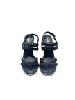 Preowned. Chanel Braided Wedge Black. 37.5|17045