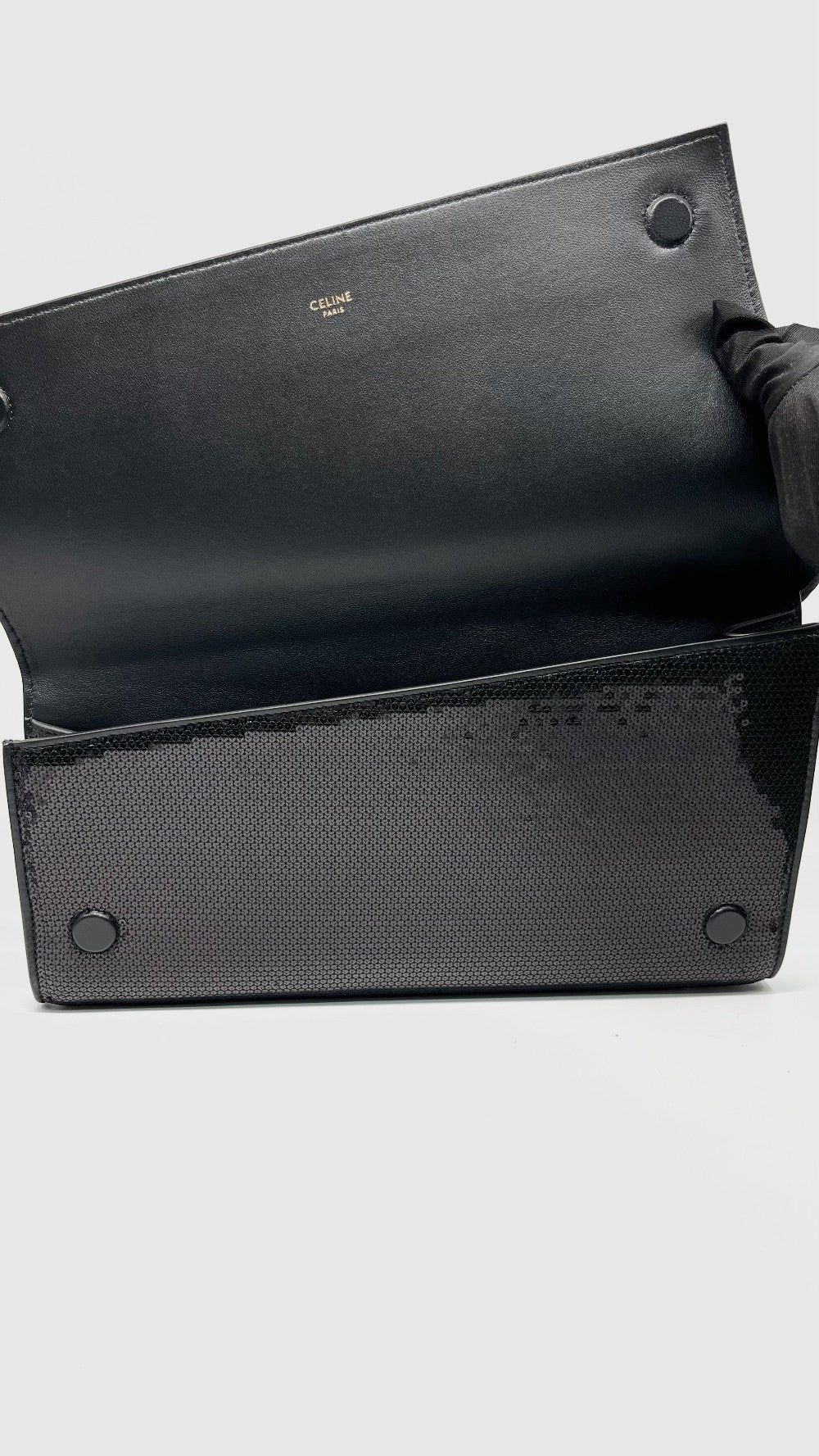 Preowned. Celine Clutch Black Sequined|12087