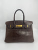 Preowned. Hermes Birkin 30 Havane Crocodile Niloticus. G2931.Z|3318
