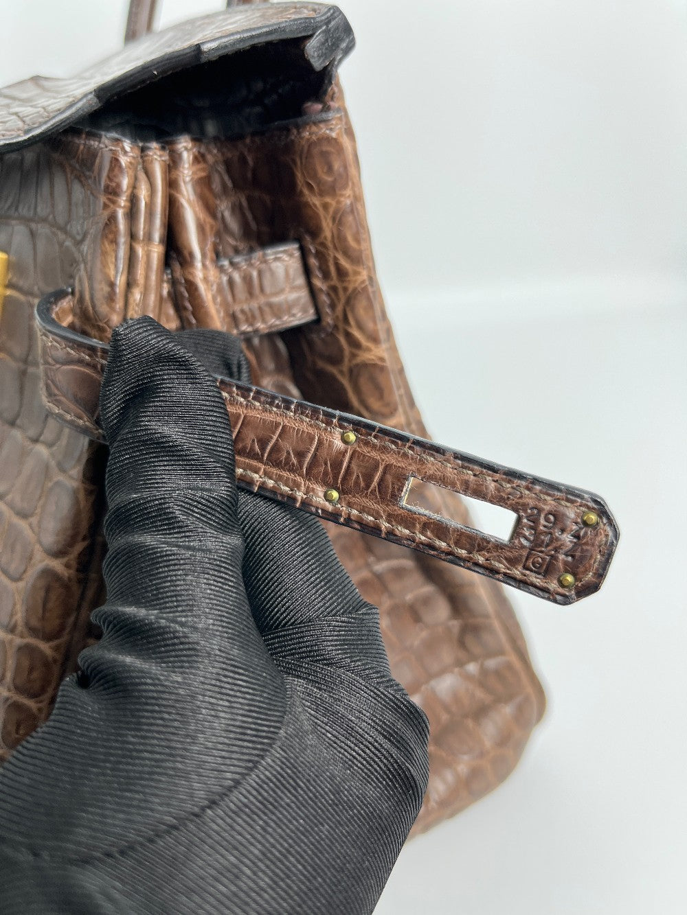 Preowned. Hermes Birkin 30 Havane Crocodile Niloticus. G2931.Z|3324