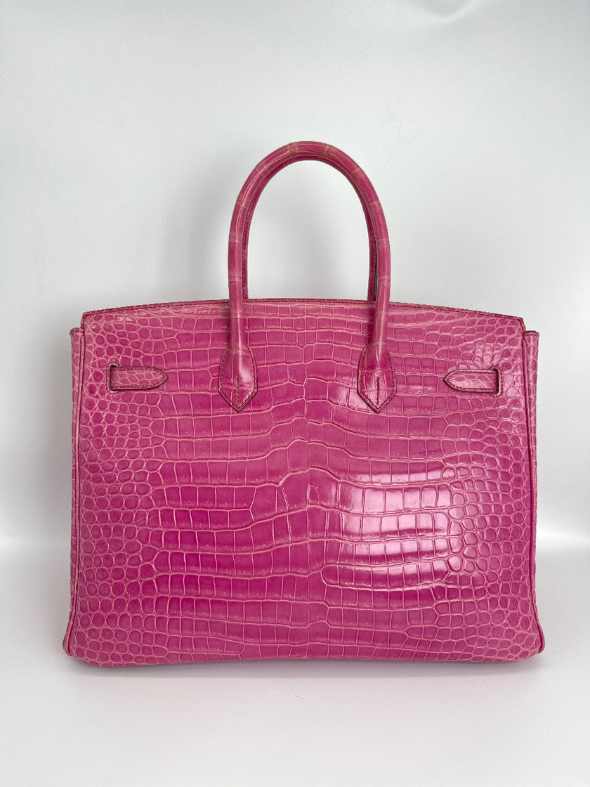 Preowned. Hermes Birkin 35 Crocodile Rose Tyrien. M 49|3547