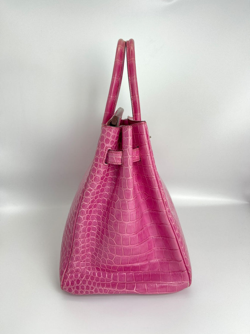 Preowned. Hermes Birkin 35 Crocodile Rose Tyrien. M 49|3548