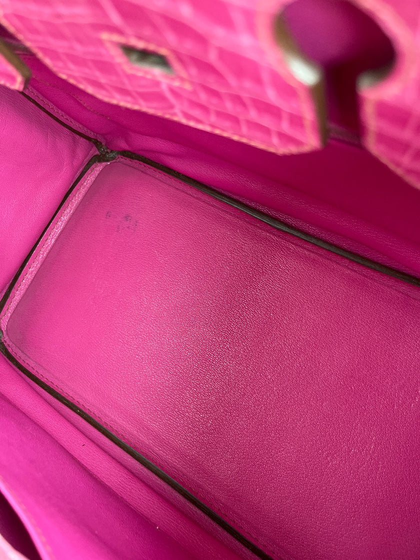 Preowned. Hermes Birkin 35 Crocodile Rose Tyrien. M 49|3551