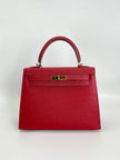 Preowned. Hermes Kelly 25 Rouge Casaque. THT009GD|3629
