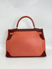 Preowned. Hermes Kelly 35 Ghillies Bicolor Rose Texas Rouge H. P48L|3643