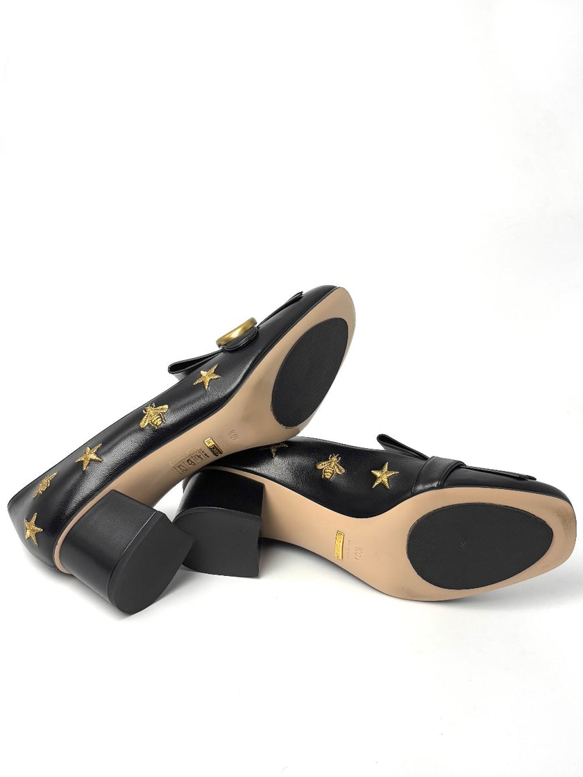 Unused. Gucci Bee Star Mid Mule Black. 40.5|8610