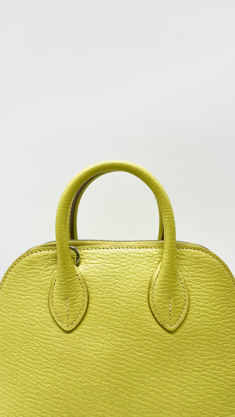 Preowned. Hermes Mini Bolide Lime Chevre PHW. ASA006GK|13449