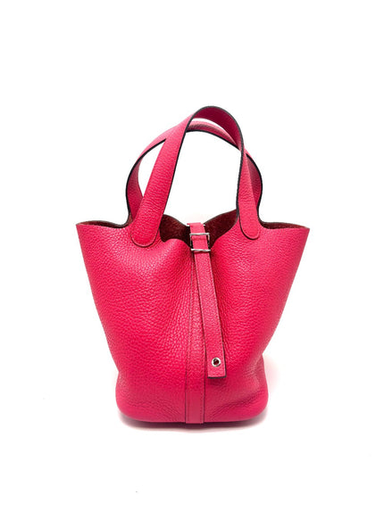 Preowned. Hermes Picotin 18 Rose Mexico Clemence PHW. ABY004AN|17270