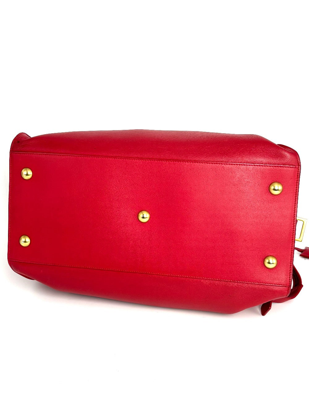 Preowned. YSL Cabas Chyc Medium Bag Calf Red|12452