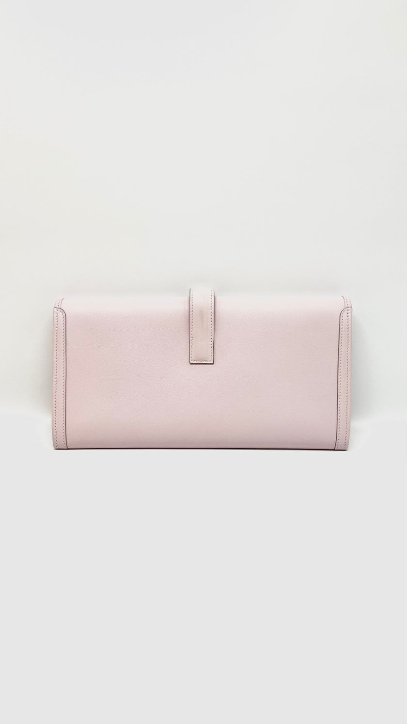 Like New. Hermes Jige Clutch Swift Mauve Pale. UBY303GY|13563