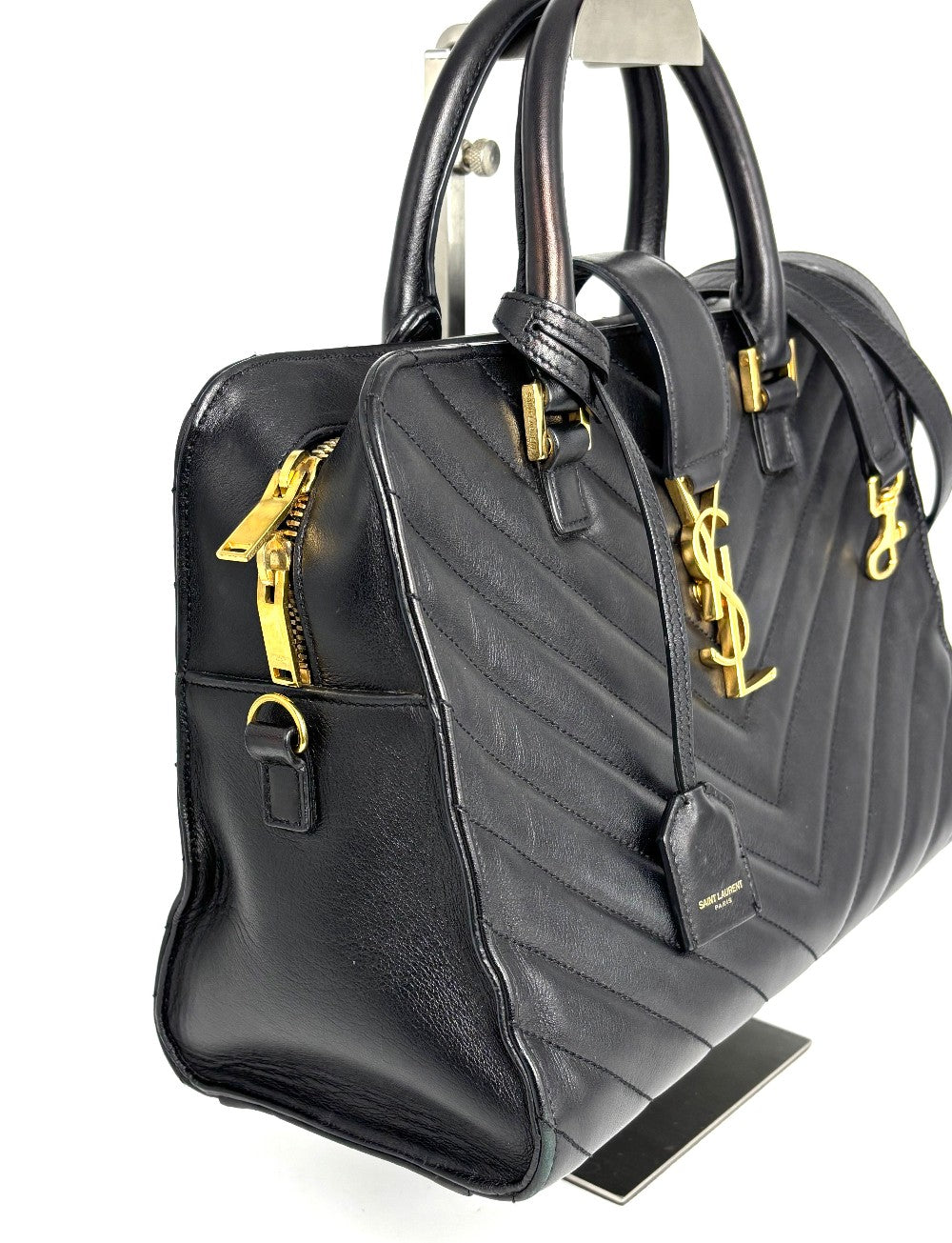 Preowned. YSL Cabas Matelasse Leather Small Black|12443