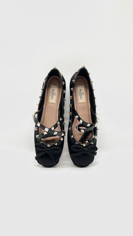 Brand New. Valentino Satin Ballet Flats Black. 39|13845