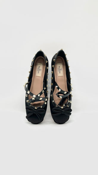 Brand New. Valentino Satin Ballet Flats Black. 39|13845