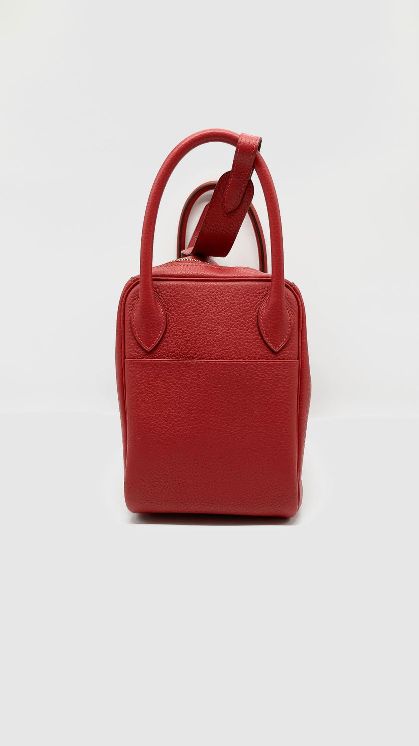 Like New. Hermes Lindy 30 Rouge Casaque Togo GHW. TNN005KA|5326