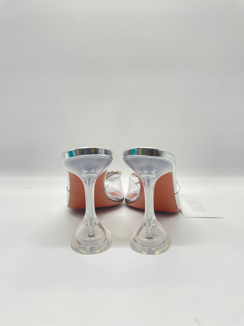 Brand New. Amina Muaddi Rosie Glass Heel. 37|10015