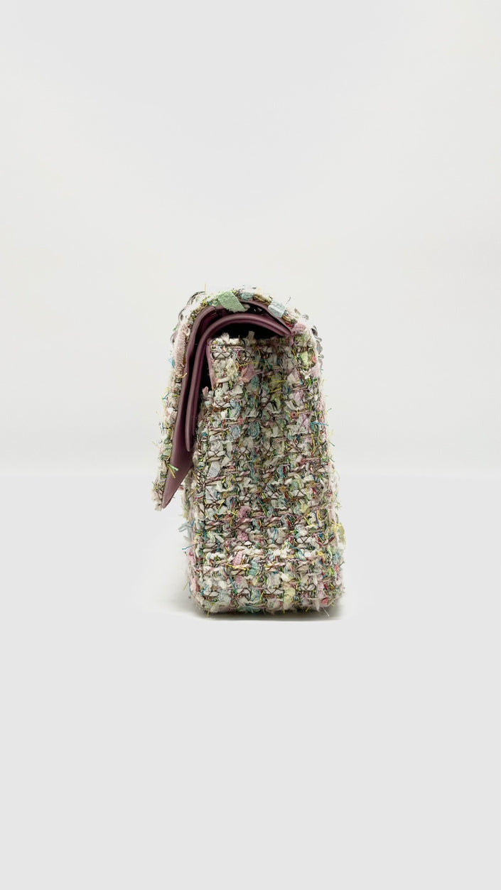 Preowned. Chanel Medium Double Flap Tweed SHW. 9857918|7889