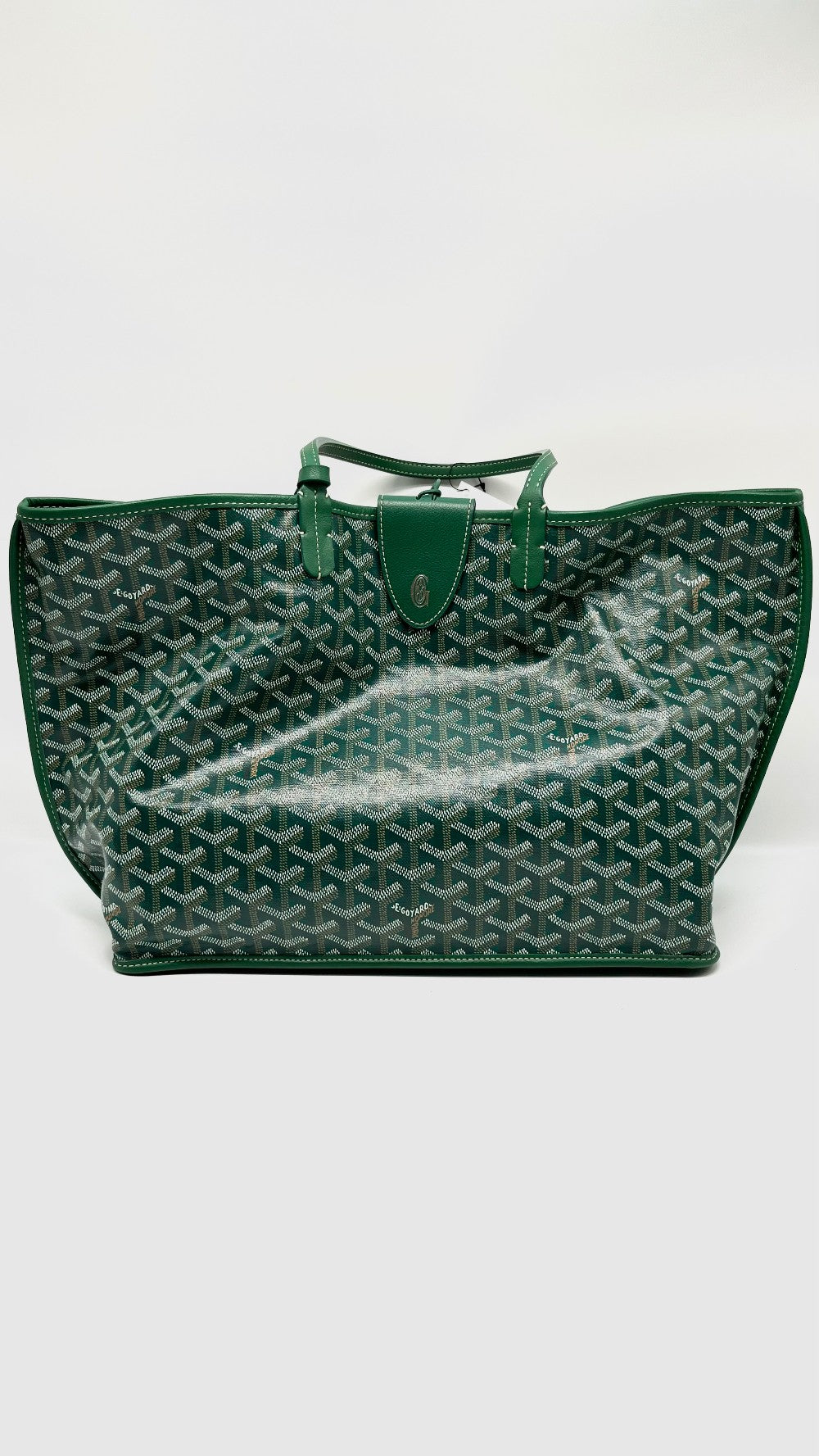 Preowned. Goyard Anjou PM Green Reversible Tote Bag With Goyard Green Clip. SUT 020251|13093