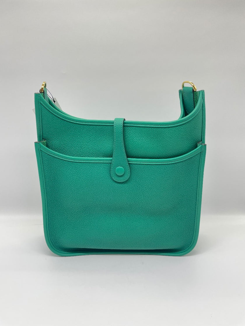 Brand New. Hermes Evelyne PM3 Togo Vert Jade GHW. ZBS002ZB|10109