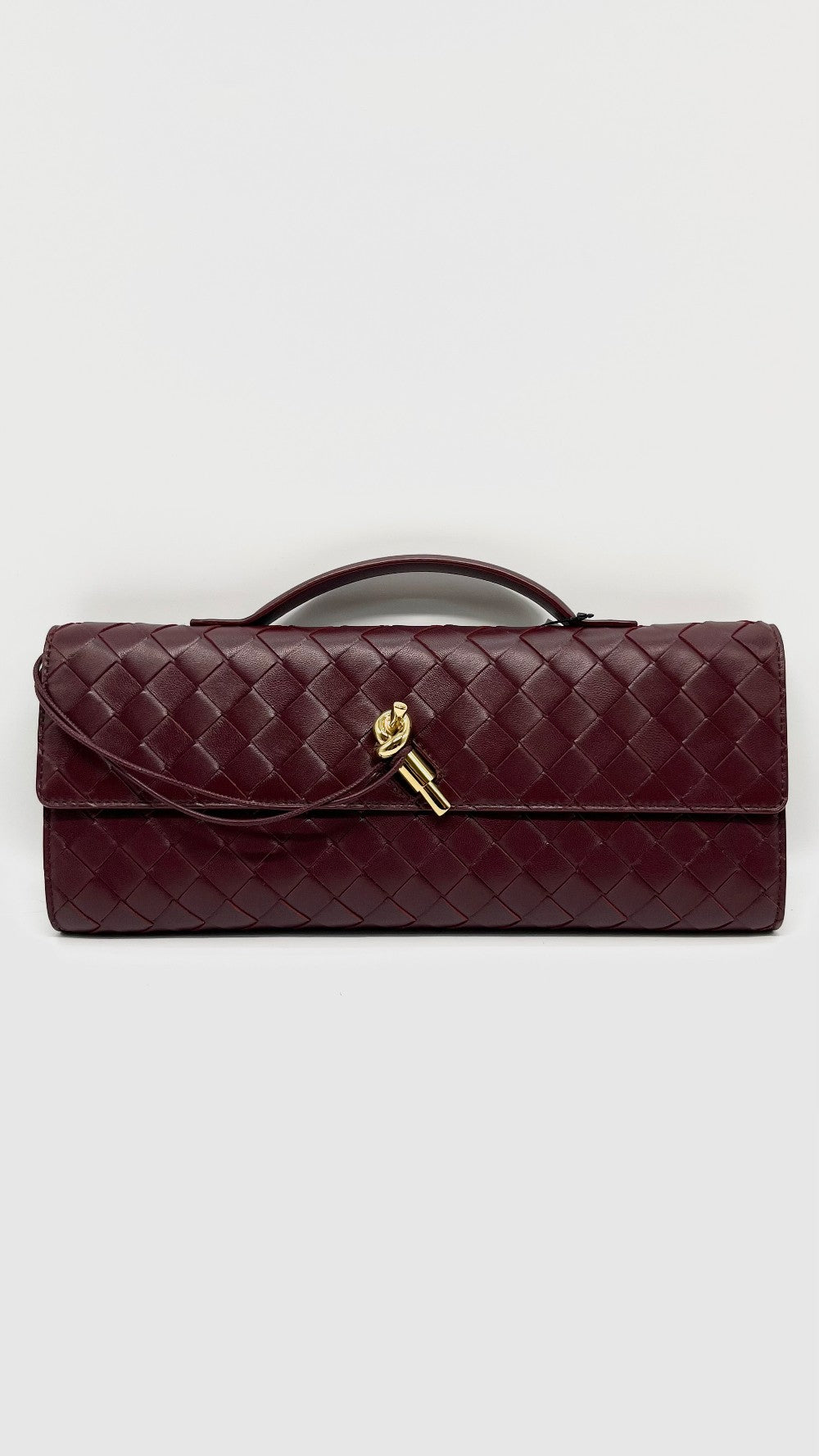 Brand New. Bottega Andiamo Clutch Burgundy GHW|8295