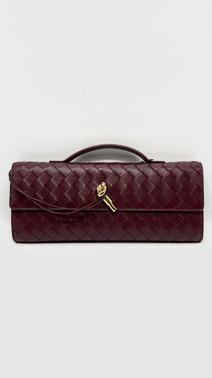 Brand New. Bottega Andiamo Clutch Burgundy GHW|8295